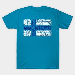 Finland Flag with City Names Word Art T-Shirt